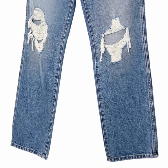 Khaite Abigail Jeans Distressed Portland Blue High Waist Straight Leg Size 25 - Picture 6 of 14